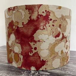 Red Gold Fabric Lampshade, Modern Mineral Design, Drum Table Lampshade, Pendant Shade - thumbnail 2