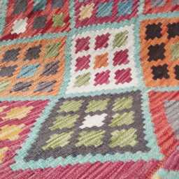 Afghan Kilim Rug, Handmade Artisan Multicolour Turkish Persian Navajo Moroccan Bohemian Flatweave, Natural Wool Tribal Rug 129x91 cm - thumbnail 4