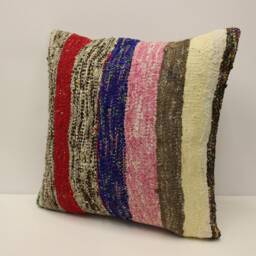 Handwoven Kilim Pillow Cover, 20x20 Bohemian Throw - thumbnail 3
