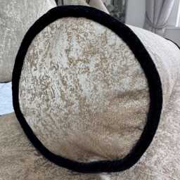 "Bolster Cushion Gold/Black Velvet Piping Piped 16"" X 6" - thumbnail 3