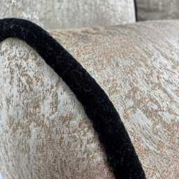 "Bolster Cushion Gold/Black Velvet Piping Piped 16"" X 6" - thumbnail 2