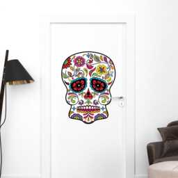 Floral Sugar Skull Wall Decal - Day Of The Dead Decor Mc552 - thumbnail 2