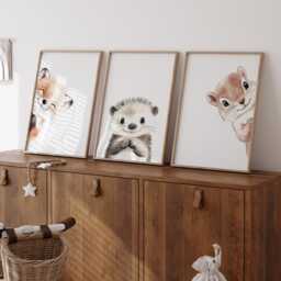 Woodland Nursery Prints Baby Room Decor, Wall Art Gift, Animal Kids Forest - thumbnail 2