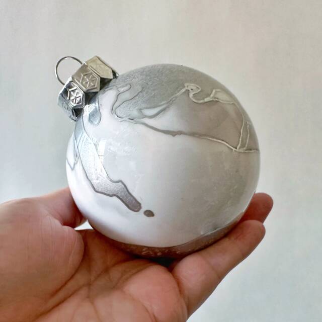 Silver Hand Painted Christmas Ornament - image 1