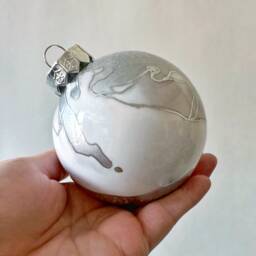 Silver Hand Painted Christmas Ornament - thumbnail 1