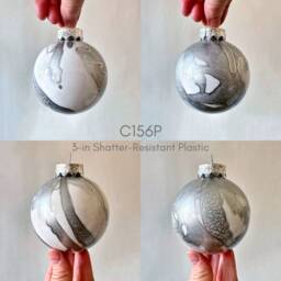 Silver Hand Painted Christmas Ornament - thumbnail 2