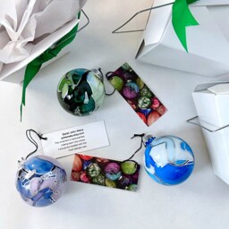 Silver Hand Painted Christmas Ornament - thumbnail 4