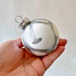Silver Hand Painted Christmas Ornament - thumbnail 3