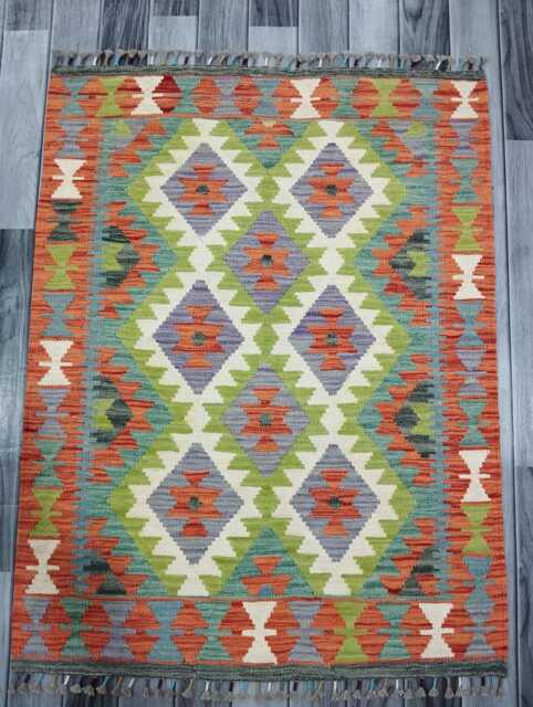 Kilim Rug Classic, Handmade Artisan Afghan Turkish Scandinavian Navajo Bohemian Wool Flatweave Multicolour 114x87 cm - image 1