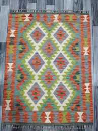 Kilim Rug Classic, Handmade Artisan Afghan Turkish Scandinavian Navajo Bohemian Wool Flatweave Multicolour 114x87 cm - thumbnail 1
