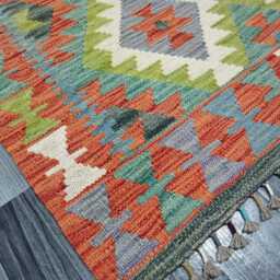 Kilim Rug Classic, Handmade Artisan Afghan Turkish Scandinavian Navajo Bohemian Wool Flatweave Multicolour 114x87 cm - thumbnail 3