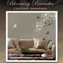 Wall Stencils Blooming Branches 2Pc - Reusable Better Than Decals - thumbnail 3