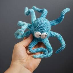 Crochet Octopus Sculpture Poseable Handmade Stuffed Animal - thumbnail 3