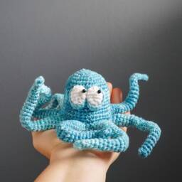 Crochet Octopus Sculpture Poseable Handmade Stuffed Animal - thumbnail 4