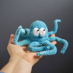 Crochet Octopus Sculpture Poseable Handmade Stuffed Animal - thumbnail 2
