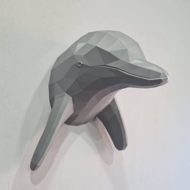 Dolphin Geometric Wall Art - Dinosaur Wall Mount- 3D Printed Multiple Colours Available - image 1