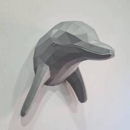 Dolphin Geometric Wall Art - Dinosaur Wall Mount- 3D Printed Multiple Colours Available - thumbnail 1