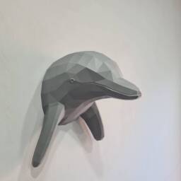 Dolphin Geometric Wall Art - Dinosaur Wall Mount- 3D Printed Multiple Colours Available - thumbnail 3