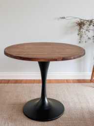 Norf // Scandinavian Pine Cylinder Metal Black Tulip Bistro Plinth Design Round Dining Table