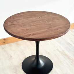 Norf // Scandinavian Pine Cylinder Metal Black Tulip Bistro Plinth Design Round Dining Table - thumbnail 2