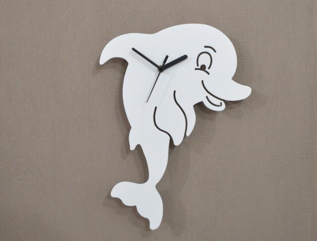 Dolphin Kids Cartoon Silhouette - Wall Clock - image 1