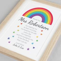 Personalised Rainbow Teacher Thank You Gift - Nursery Preschool School Leaving Present End Of Term Appreciation Print Va154 - thumbnail 3