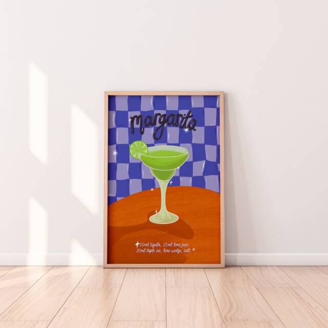 Margarita Cocktail Wall Art Print, Wine Vintage Art, Retro Kitchen Bar Poster, Gift, Poster - image 1