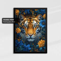Tiger in Flowers Abstract Oil Painting Framed Poster Print Or Canvas Wall Decor Art Bedroom Home Interior Gift For Pet Lover - thumbnail 2