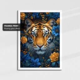 Tiger in Flowers Abstract Oil Painting Framed Poster Print Or Canvas Wall Decor Art Bedroom Home Interior Gift For Pet Lover - thumbnail 3