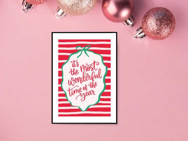 Most Wonderful Time Of The Year Print - Festive Holiday Poster Seasonal Wall Art Home Decor Gift A5 A4 A3 - image 1