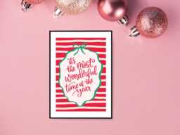 Most Wonderful Time Of The Year Print - Festive Holiday Poster Seasonal Wall Art Home Decor Gift A5 A4 A3 - thumbnail 1