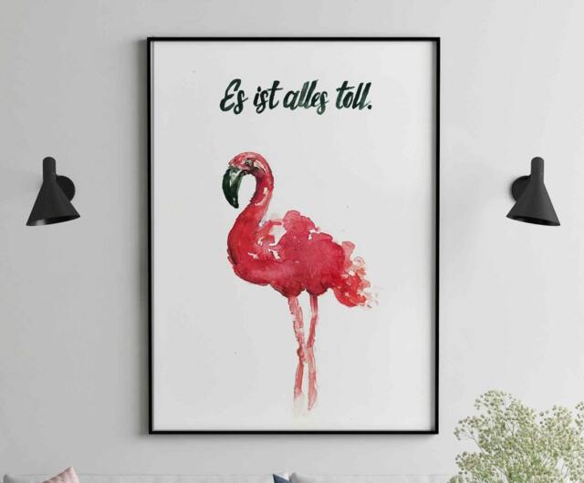 Flamingo, 29, 7x42 cm, Flamingo Art, Gift, Watercolour, Home Decor, Deco, Animal Poster, Housewarming Urbanjunglestories - image 1