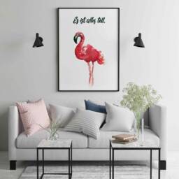 Flamingo, 29, 7x42 cm, Flamingo Art, Gift, Watercolour, Home Decor, Deco, Animal Poster, Housewarming Urbanjunglestories - thumbnail 2