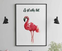 Flamingo, 29, 7x42 cm, Flamingo Art, Gift, Watercolour, Home Decor, Deco, Animal Poster, Housewarming Urbanjunglestories - thumbnail 1