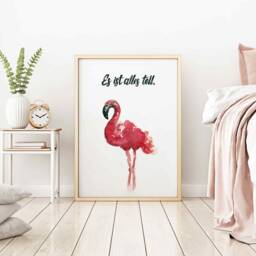 Flamingo, 29, 7x42 cm, Flamingo Art, Gift, Watercolour, Home Decor, Deco, Animal Poster, Housewarming Urbanjunglestories - thumbnail 3