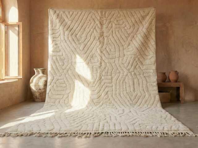 Hand Tufted Rug, Gorgeous Beni Ourain Rug, White Moroccan Wool Handmade Shag High-Quality Custom Rug - image 1