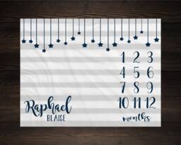 stars Milestone Blanket Monthly Baby Growth Tracker Minky Fleece Shower Newborn Gift For Gender Neutral Boy - thumbnail 1