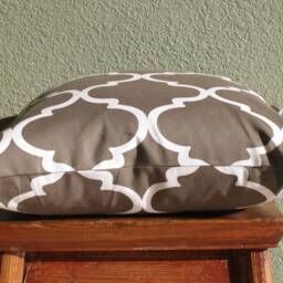 Brown White Art Deco Print Pillow Cover/Morccan Tile Cognac Sofa Accent Throw Contemporary Toss - thumbnail 2