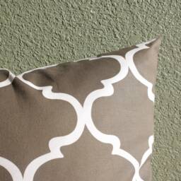 Brown White Art Deco Print Pillow Cover/Morccan Tile Cognac Sofa Accent Throw Contemporary Toss - thumbnail 3
