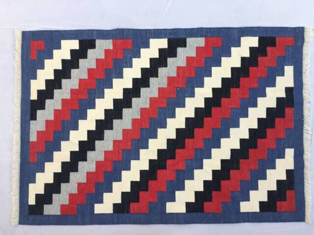 4x6 Ft Cotton Colourful Woven Rug Dhurrie - Beautiful Handmade Rug - image 1