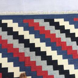 4x6 Ft Cotton Colourful Woven Rug Dhurrie - Beautiful Handmade Rug - thumbnail 4