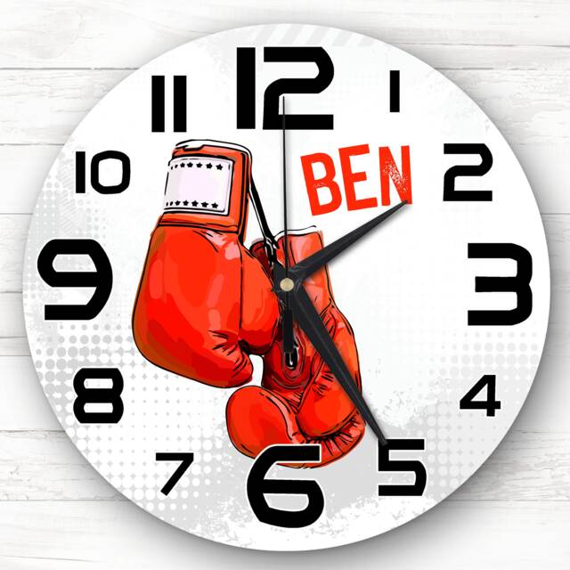 Red Boxing Gloves Boys Girls Room Custom Gift Personalised Clock - image 1