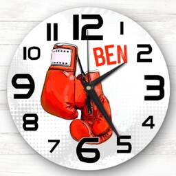 Red Boxing Gloves Boys Girls Room Custom Gift Personalised Clock - thumbnail 1