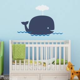 Whale Wall Decal Set Ocean Nursery Decor - thumbnail 1