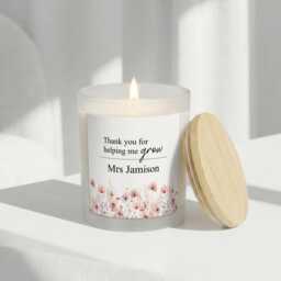 Personalised Teacher Candle & Box - Thank You Gift Teaching Assistant Present Keepsake From Child - thumbnail 1
