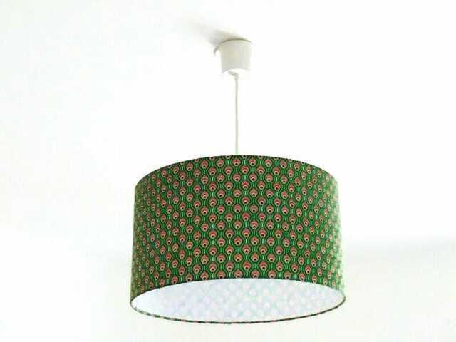 Lampshade - Pendant Light With Peacock Feather Motif, Ideal Christmas/Birthday Gift, Exotic Tropical Decoration - image 1