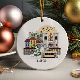 Lisbon Portugal Personalised Christmas Tree Ornament Decoration Travel Gift Festive Decor Souvenir Holiday Custom Xmas Bauble - thumbnail 1