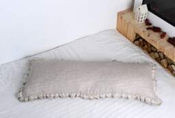Body Linen Pillowcase With Ruffles & Natural Lace On Each Side. Body Linen Pillow Cover. Luxury Pure Linen Perfect View Touch - thumbnail 1