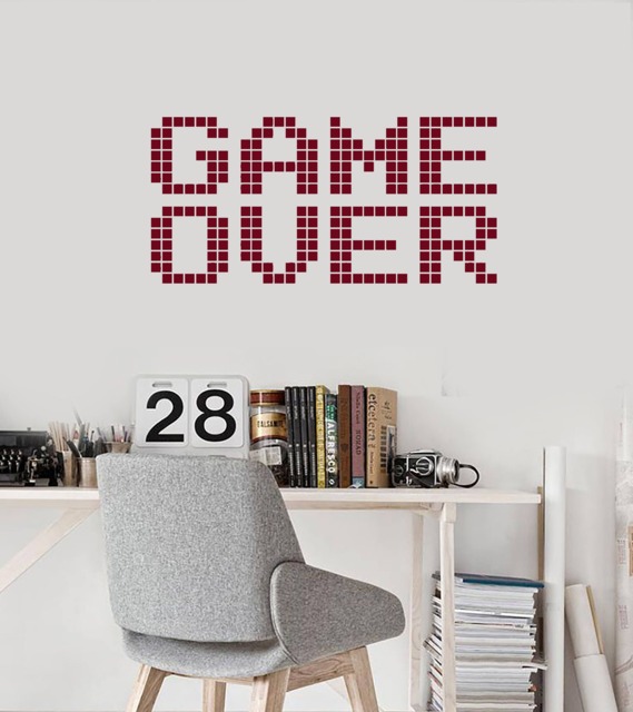 Game Over Vinyl Wall Decal Gaming Art Words Video Games Room Decor Stickers Mural - #2727Di - image 1