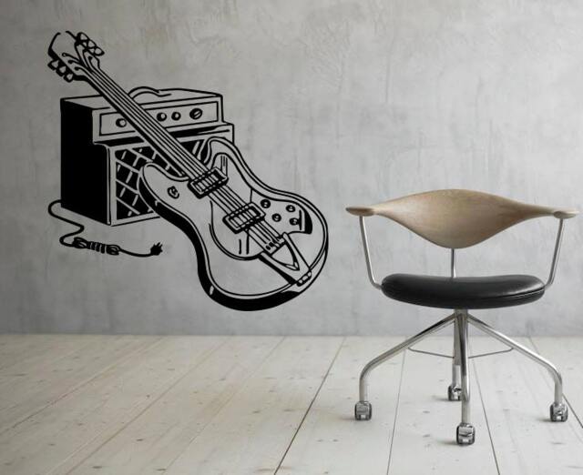 Electro Guitar Wall Decal Vinyl Sticker Musical Instrument Home Interior Removable Bedroom Decor - 12Gtr - image 1